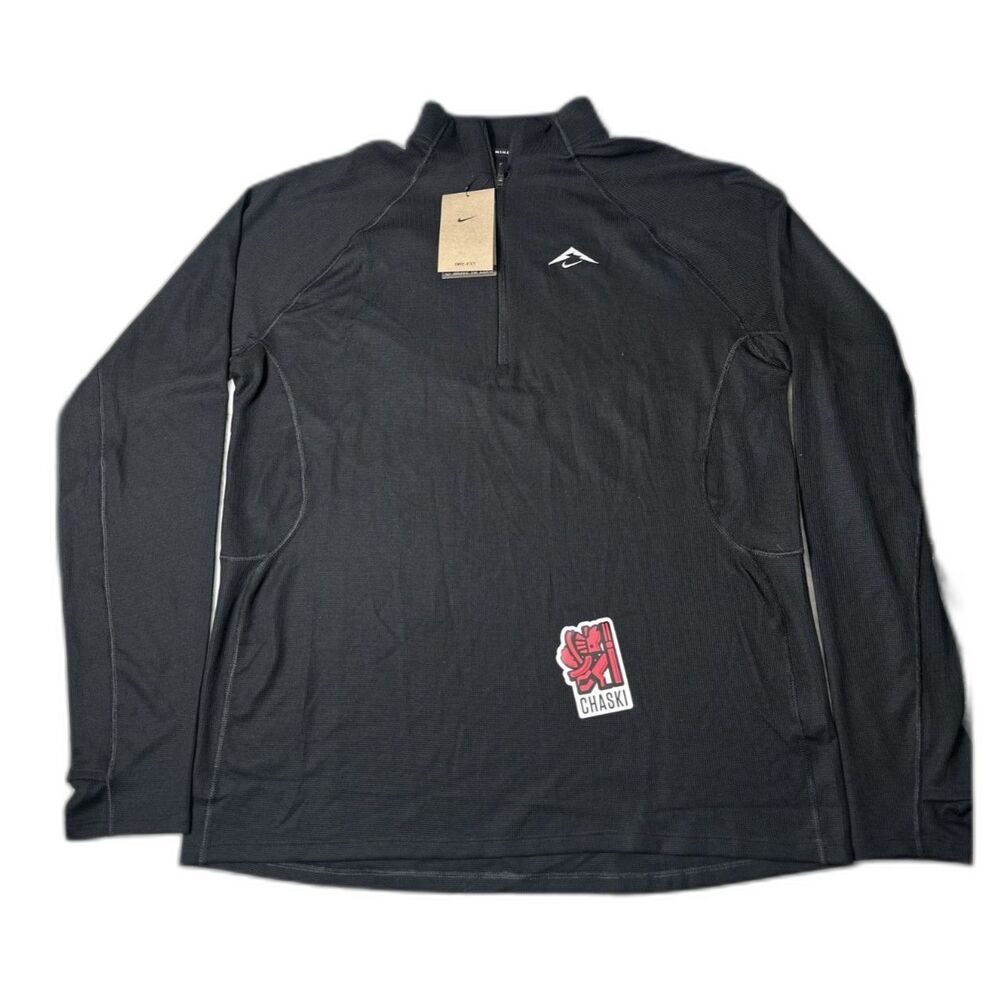 Nike Trail Dri-Fit 1/2 Zip Running Long Sleeve Top Black White Men M FV9994-010